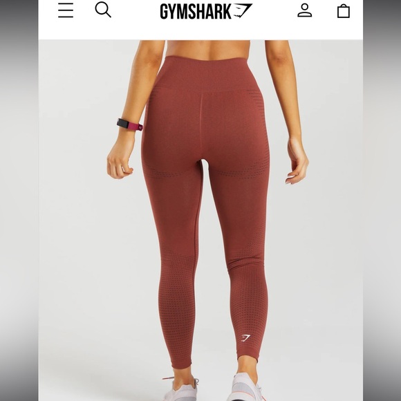 Gymshark Vital Seamless 2.0 Leggings - Brick Red Marl - Picture 2 of 4